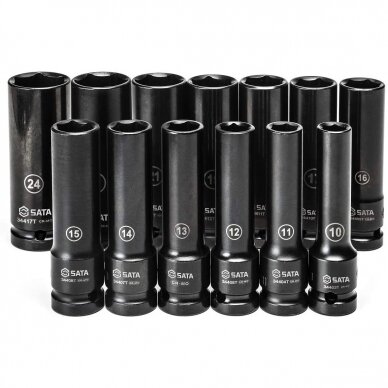 1/2" Prailgintų smūginių galvučių rinkinys (10-24mm)(13vnt) (plonasienės) 1 1/2" Prailgintų smūginių galvučių rinkinys (10-24mm)(13vnt) (plonasienės) 1