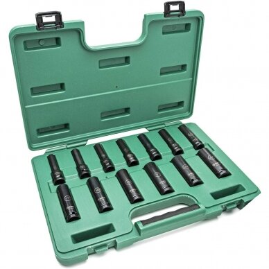 1/2" Prailgintų smūginių galvučių rinkinys (10-24mm)(13vnt) (plonasienės) 1/2" Prailgintų smūginių galvučių rinkinys (10-24mm)(13vnt) (plonasienės)
