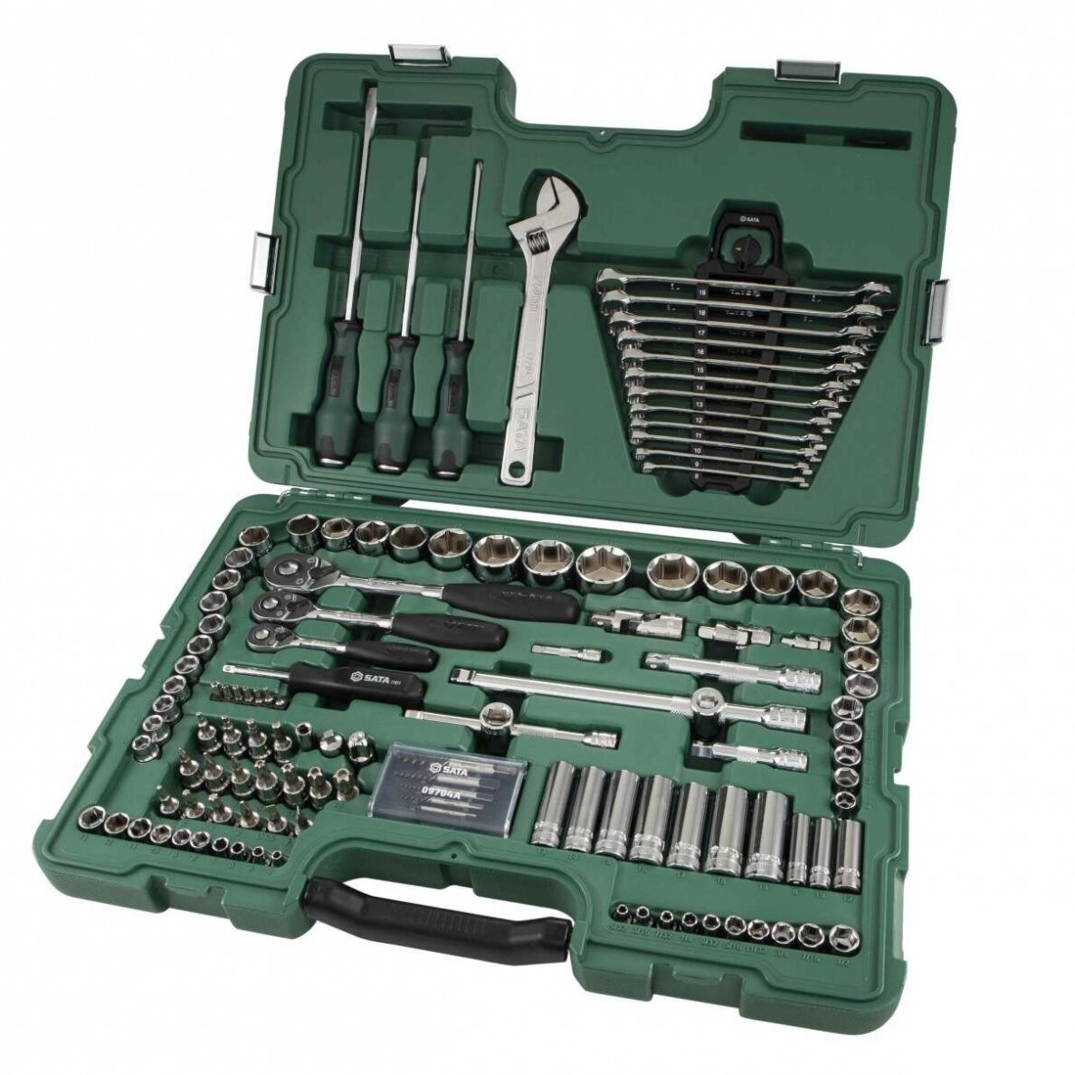 1/4" + 3/8" + 1/2" Galvučių ir raktų rinkinys 124vnt. (SAE & metrinė sistema) 1/4" + 3/8" + 1/2" Galvučių ir raktų rinkinys 124vnt. (SAE & metrinė sistema)