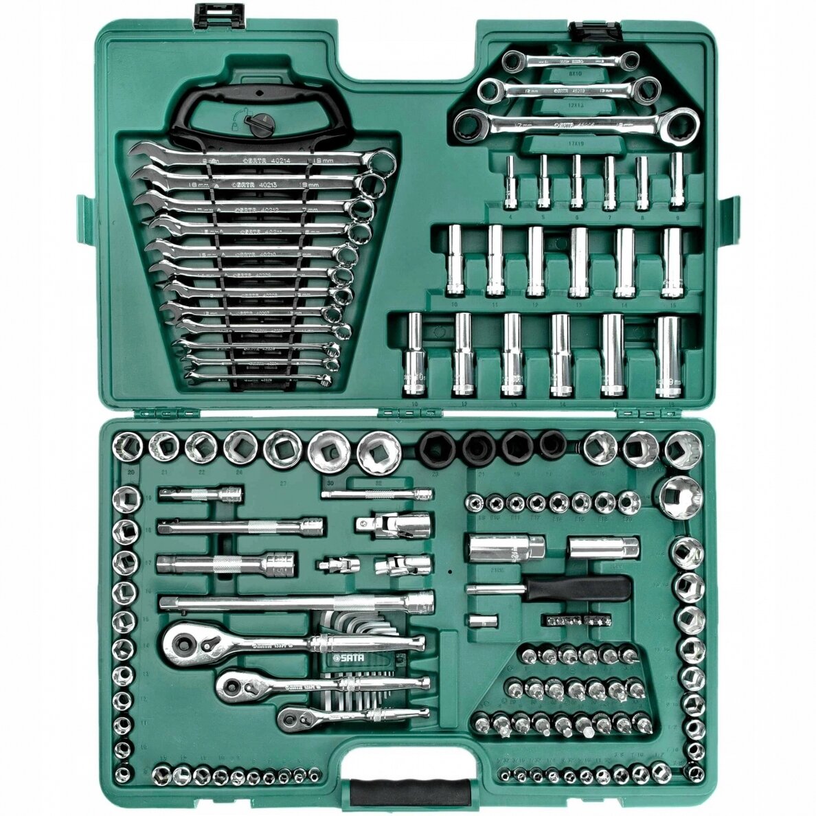 1/4" + 3/8" + 1/2" Galvučių ir raktų rinkinys 150vnt. 1