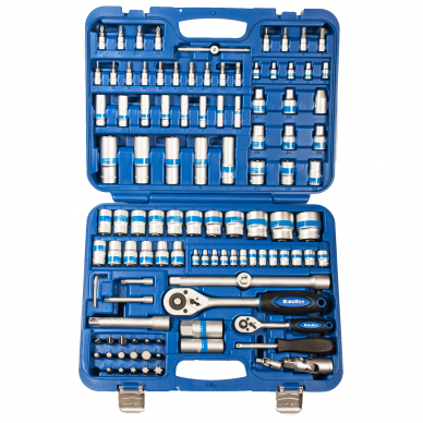 1/4" + 1/2" Galvučių rinkinys 108vnt. 12-kampės 1/4" + 1/2" Galvučių rinkinys 108vnt. 12-kampės