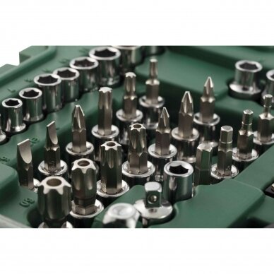 1/4" + 3/8" + 1/2" Galvučių ir raktų rinkinys 124vnt. (SAE & metrinė sistema) 5