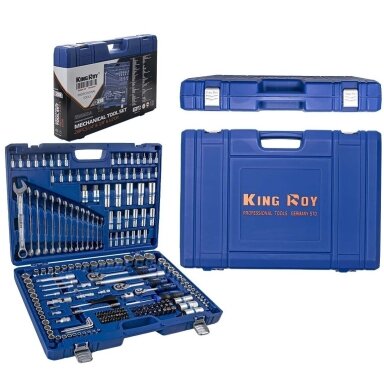 1 / 4" + 3 / 8" + 1 / 2" Galvučių ir raktų rinkinys KING ROY 218vnt.