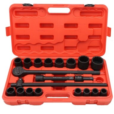 3/4" Smūginių galvučių rinkinys 21vnt. (21-50mm) 12-kampės 3/4" Smūginių galvučių rinkinys 21vnt. (21-50mm) 12-kampės