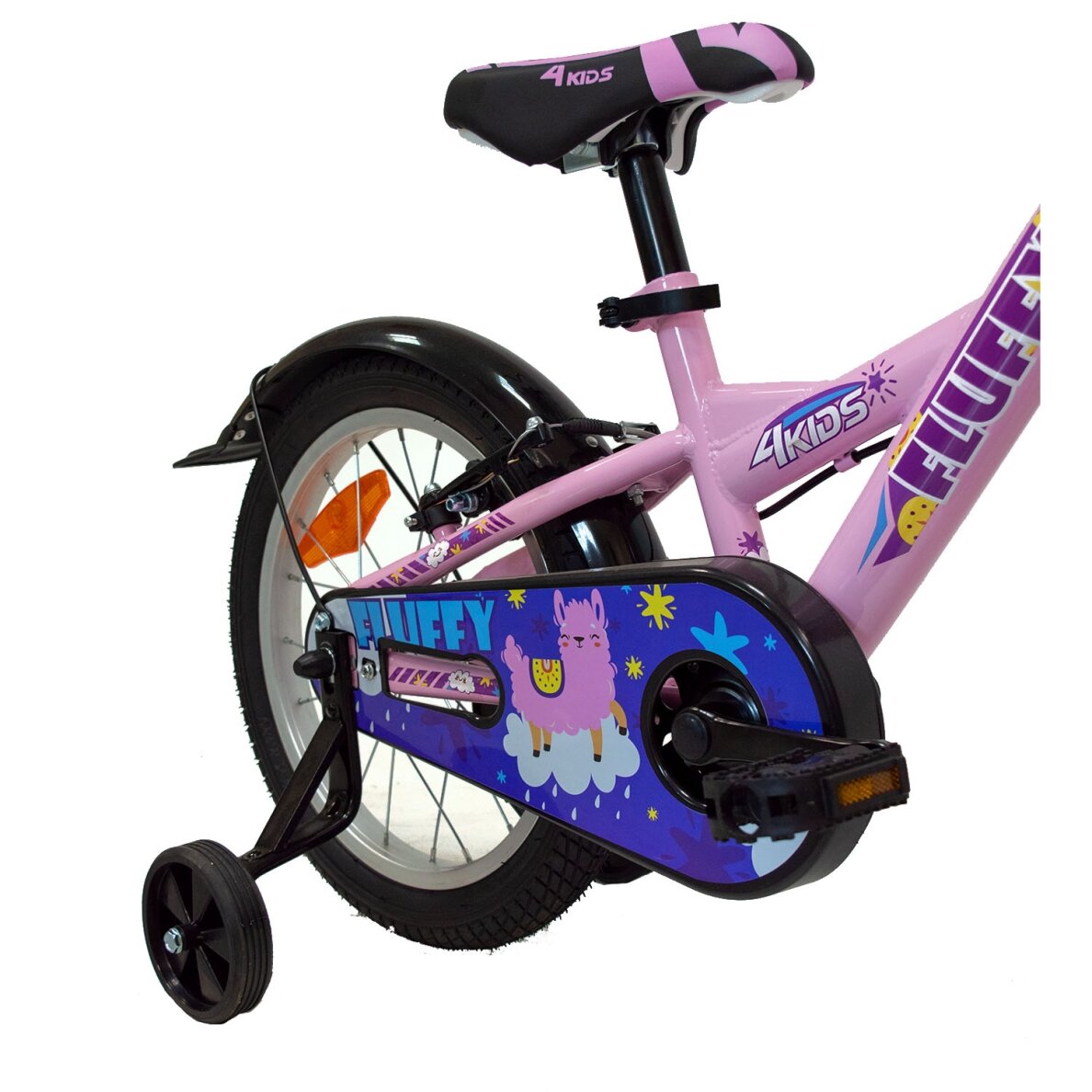 4KIDS Fluffy 16" // 1G, dydis 9.5" (24 cm), V-Brake ir Kojinis stabdžiai, plieninis (rožinė) 4