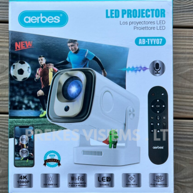 LED projektorius 4K / 1080p su Android 11, WiFi, valdikliu ir garso sistema 1 LED projektorius 4K / 1080p su Android 11, WiFi, valdikliu ir garso sistema 1