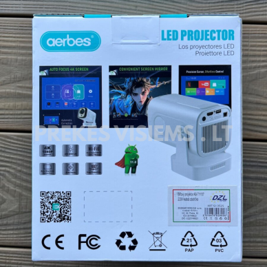 LED projektorius 4K / 1080p su Android 11, WiFi, valdikliu ir garso sistema 3 LED projektorius 4K / 1080p su Android 11, WiFi, valdikliu ir garso sistema 3