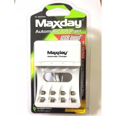 „Maxday“ 1,2 V Ni-Mh akumuliatorių įkroviklis „Maxday“ 1,2 V Ni-Mh akumuliatorių įkroviklis