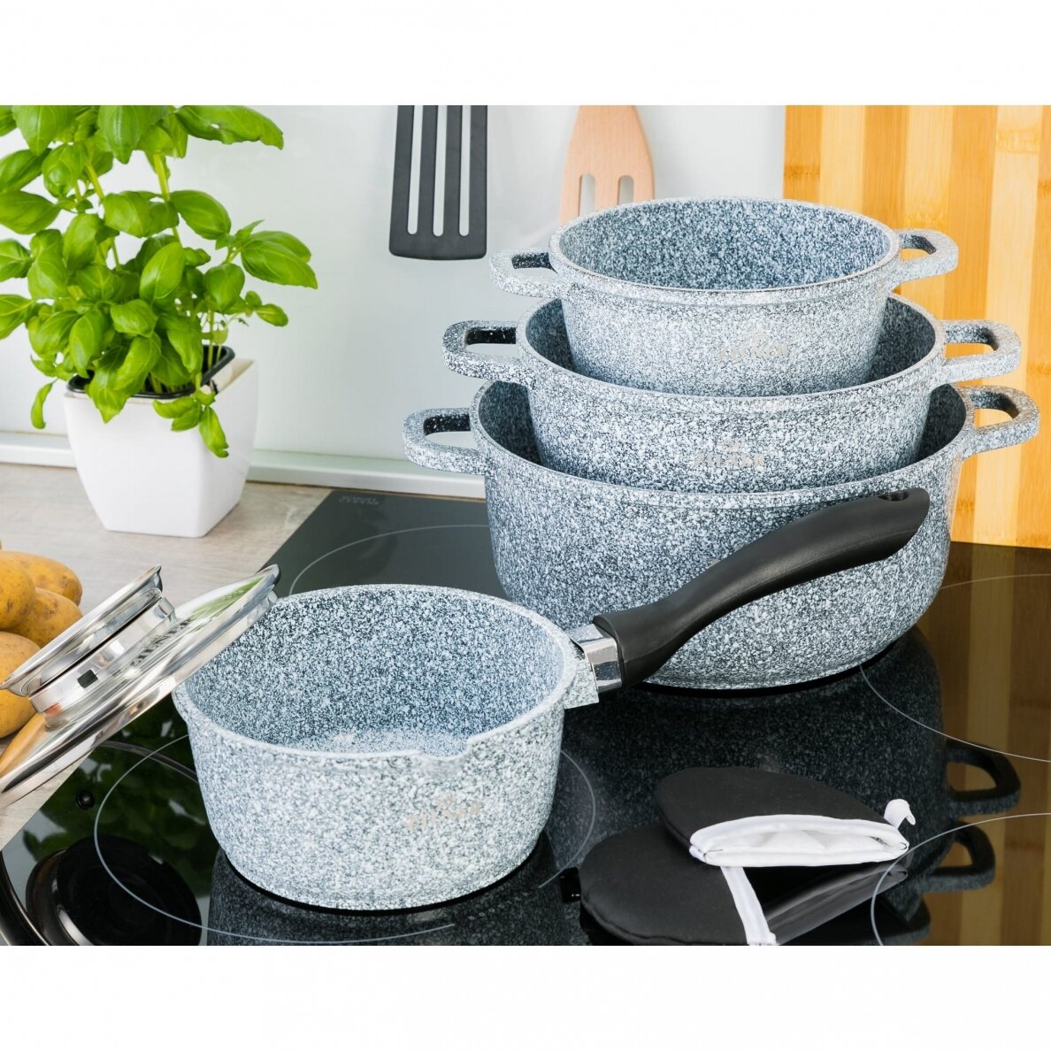 Akmens masės 9 dalių puodų rinkinys ZL-7076 2