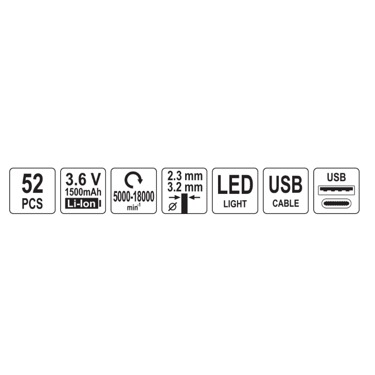 Akumuliatorinis mini tiesinis šlifuoklis su priedais 4V LI-ION 9 Akumuliatorinis mini tiesinis šlifuoklis su priedais 4V LI-ION 9