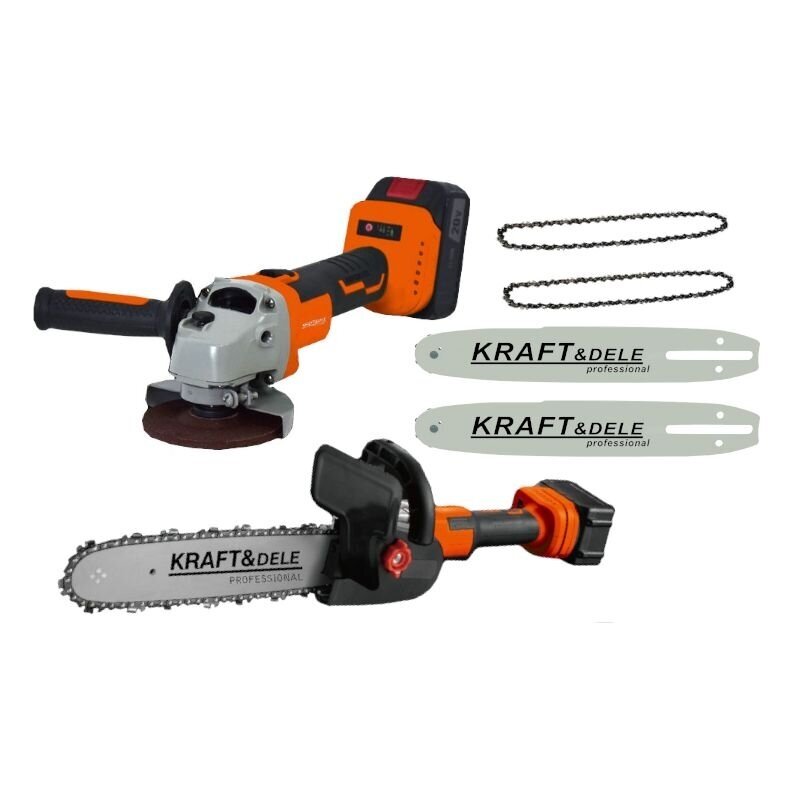 Akumuliatorinis kampinis šlifuoklis + pjūklo adapteris KD10624 Akumuliatorinis kampinis šlifuoklis + pjūklo adapteris KD10624