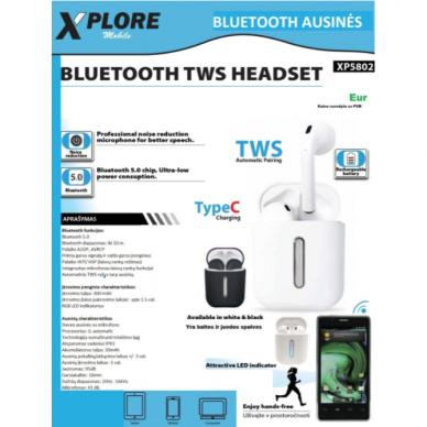 Bluetooth ausinės XLPORE XP5802W (Baltos) 2