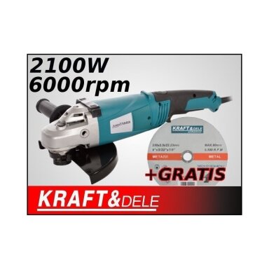 Elektrinis kampinis šlifuoklis - bulgarkė 230mm 2100W KD539