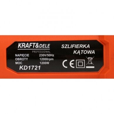 Elektrinis kampinis šlifuoklis - bulgarkė 1200W KD1721 8 Elektrinis kampinis šlifuoklis - bulgarkė 1200W KD1721 8