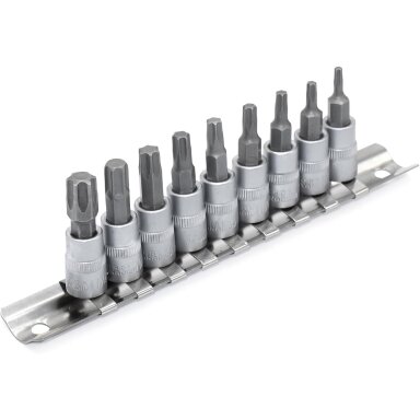 Galvučių su antgaliu rinkinys 1/4" (T-10-T-60)(torx) 9vnt. Galvučių su antgaliu rinkinys 1/4" (T-10-T-60)(torx) 9vnt.