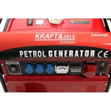 Benzininis trifazis elektros generatorius  5000W 12/230/380V KD107  5