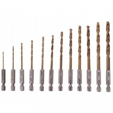 Grąžtų rinkinys HSS 1/4" (13vnt) (titano) 1.5-6.5mm