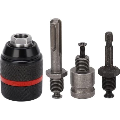 Griebtuvas gręžtuvui 1/2'' Ø2-13mm su adapteriais 4vnt. Griebtuvas gręžtuvui 1/2'' Ø2-13mm su adapteriais 4vnt.