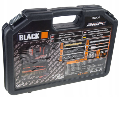 Grąžtų rinkinys BLACK 216 dalių, 33302 9