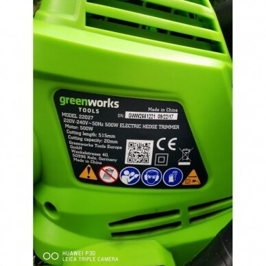Elektrinės gyvatvorių genėjimo Žirklės GreenWorks 2