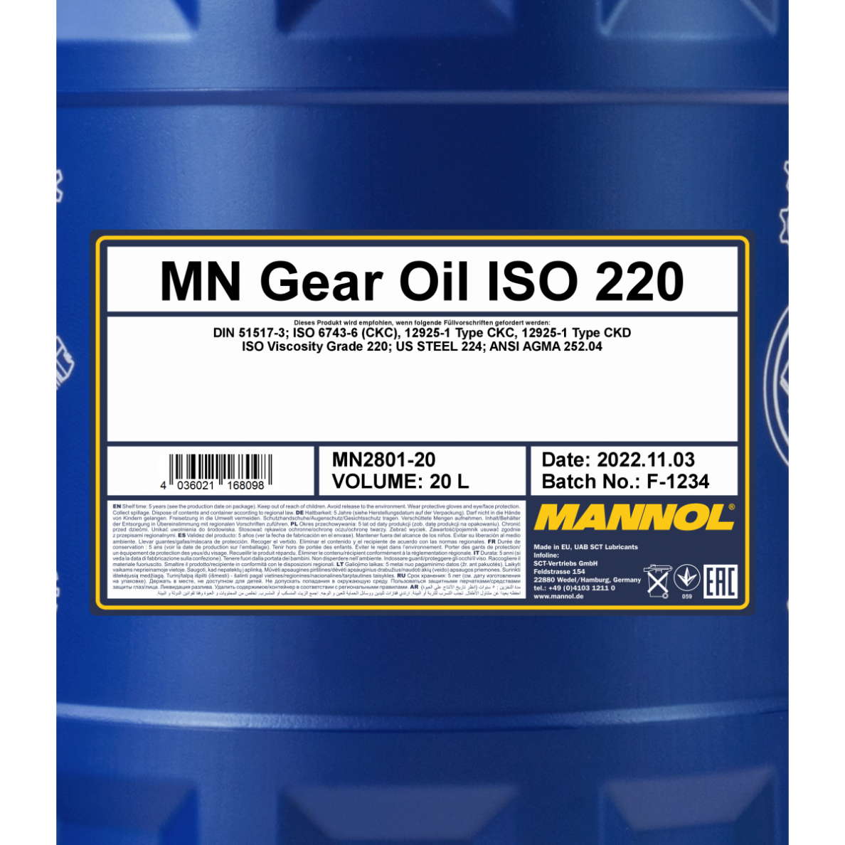 Industrinė pavarų alyva ISO 220 1L Gear oil MANNOL 2801 Industrinė pavarų alyva ISO 220 1L Gear oil MANNOL 2801