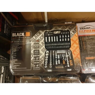 1/4" + 1/2" GALVUČIŲ RINKINYS 108VNT. 6-KAMPĖS BLACK