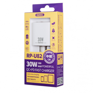 Kroviklis Remax RP-U82 30W QC+PD fast charger Kroviklis Remax RP-U82 30W QC+PD fast charger