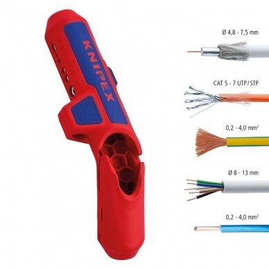 Laidų nuvalymo įrankis KNIPEX ErgoStrip 5 Laidų nuvalymo įrankis KNIPEX ErgoStrip 5