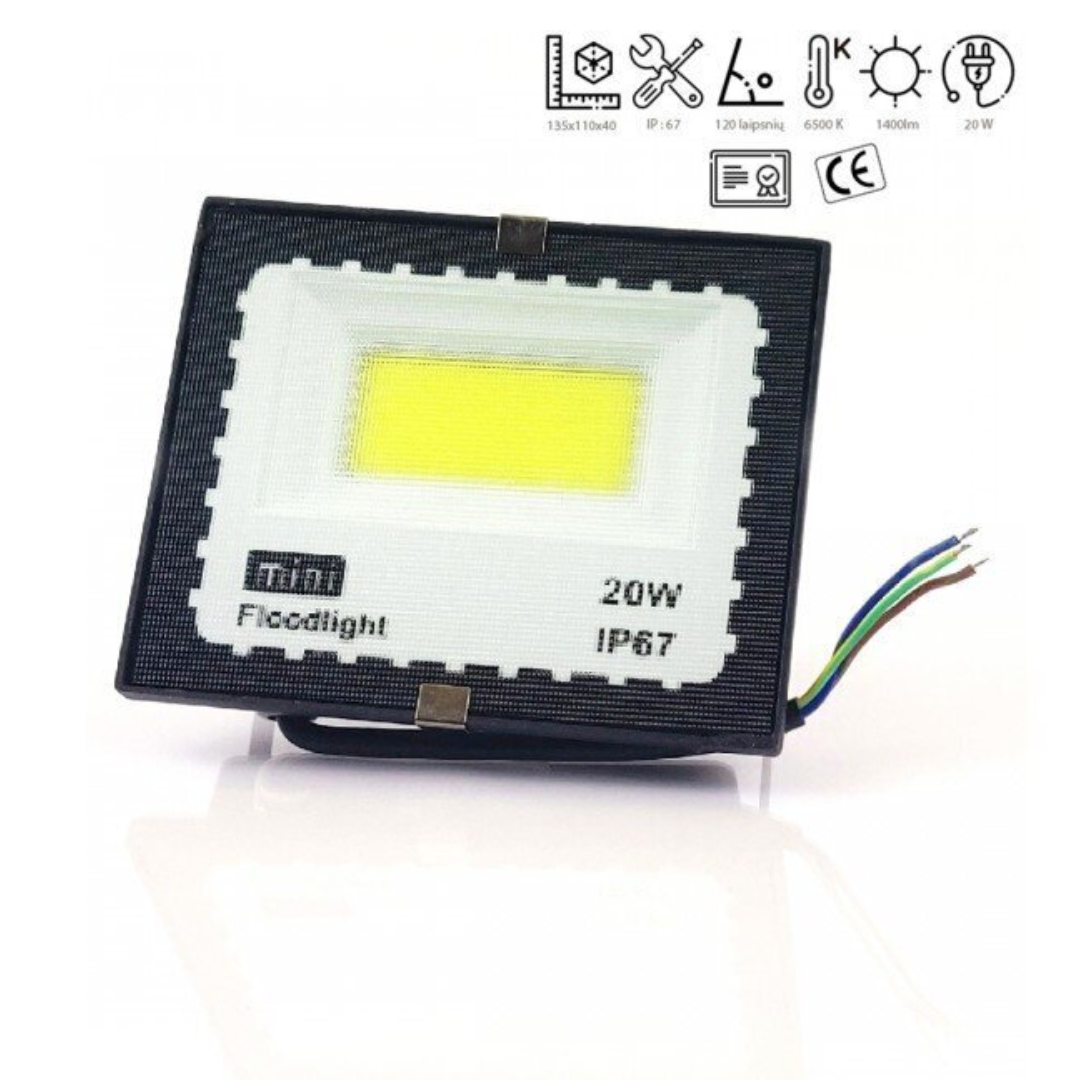 LED lauko šviestuvas 20W 6500K MINI IP67 1 LED lauko šviestuvas 20W 6500K MINI IP67 1