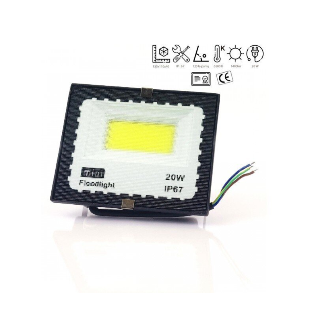 LED lauko šviestuvas 20W su judesio davikliu 6500K MINI IP67 1 LED lauko šviestuvas 20W su judesio davikliu 6500K MINI IP67 1