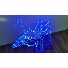 LED dekoracija 3D švečiantis elnias (mėlyna) L dydžio su flash