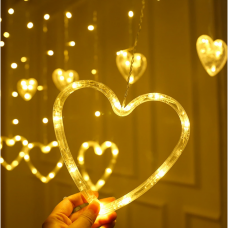 LED užuolaida širdelė (šiltai balta)