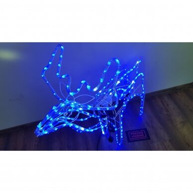 LED dekoracija 3D švečiantis elnias (mėlyna) M dydžio 2