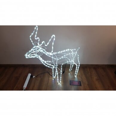 LED dekoracija 3D švečiantis elnias (šaltai balta) L dydžio su flash