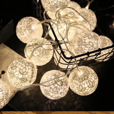 LED medvilninių rutuliukų girliandos 10 LED (1.35 m) 2 LED medvilninių rutuliukų girliandos 10 LED (1.35 m) 2