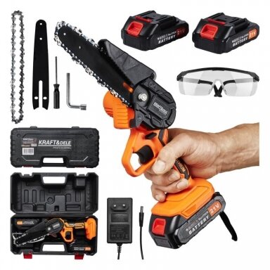 Mini akumuliatorinis grandininis pjūklas 21V 6 colių Kraftdele, KD10626