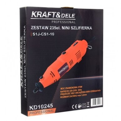 Mini šlifuoklis Kraft&Dele 270W + priedai - 235 elementai - KD10245 6