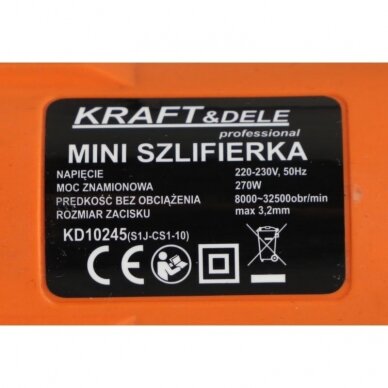 Mini šlifuoklis Kraft&Dele 270W + priedai - 235 elementai - KD10245 7
