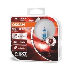 Osram lemputės Night Breaker Laser,+150%, H11, 55W,2 vnt, DUO 6421