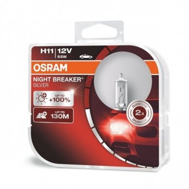 Osram lemputės SILVER +100%, H11, 55W, DUO 64211NBS-HCB