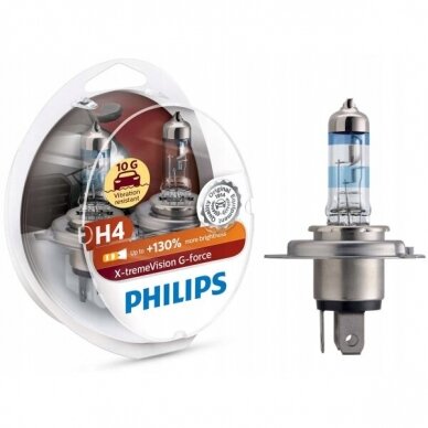 Philips lemputės X-Treme Vision G-Force +130%, H4, 60/55W, DUO 12