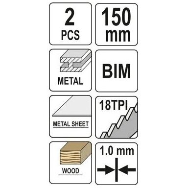 Pjūklelis tiesiniam pjūklui 150mm 18TPI (2vnt)