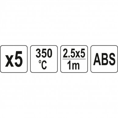 Plastiko suvirinimo juostų rinkinys (5vnt) (ABS terpolimeras) 2.5x5mm 5х1m 2 Plastiko suvirinimo juostų rinkinys (5vnt) (ABS terpolimeras) 2.5x5mm 5х1m 2