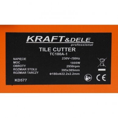 Elektrinės plytelių pjaustymo staklės 1800W Kraft&Dele, KD577 6 Elektrinės plytelių pjaustymo staklės 1800W Kraft&Dele, KD577 6