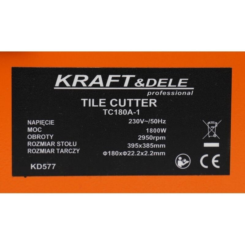 Elektrinės plytelių pjaustymo staklės 1800W Kraft&Dele, KD577 6 Elektrinės plytelių pjaustymo staklės 1800W Kraft&Dele, KD577 6
