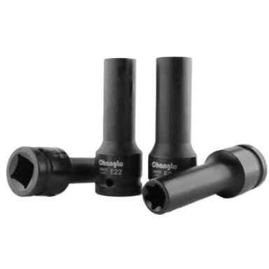Prailginta smūginė galvutė 3/4" E-Torx Prailginta smūginė galvutė 3/4" E-Torx