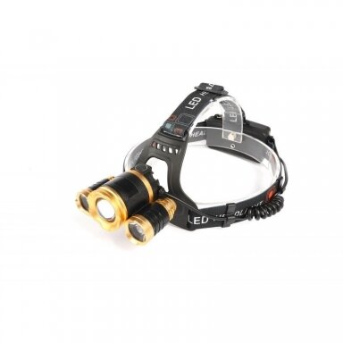 Prožektorius 1xT6LED+2xQ5LED ant galvos, įkraunamas KD1246 Prožektorius 1xT6LED+2xQ5LED ant galvos, įkraunamas KD1246