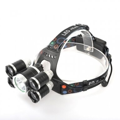Prožektorius 1xT6LED+4xQ5LED ant galvos, įkraunamas KD1247 Prožektorius 1xT6LED+4xQ5LED ant galvos, įkraunamas KD1247