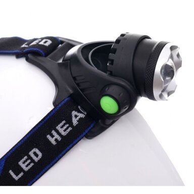 Prožektorius T6LED ant galvos, įkraunamas KD1244 Prožektorius T6LED ant galvos, įkraunamas KD1244