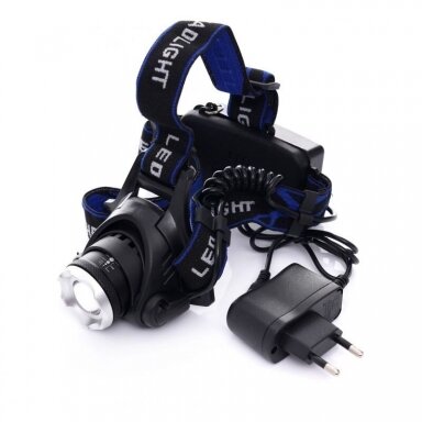 Prožektorius T6LED ant galvos, įkraunamas KD1244 Prožektorius T6LED ant galvos, įkraunamas KD1244